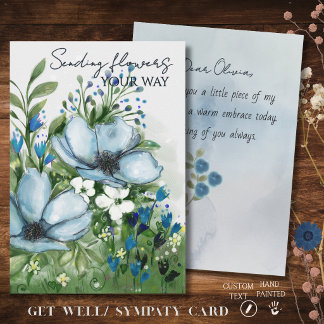 De Festividades Enviando Flores para Você - Cartão Floral Azul