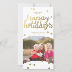 De Festividades Faux Dourado Feliz Feriados Manuscrito 8x4 Cartão