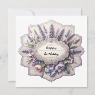 De Festividades feliz aniversário cartão moldura lavanda