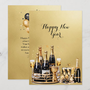 De Festividades Feliz Ano Novo Cartão Corporativo Dourado e Preto