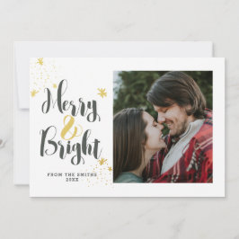 De Festividades Feliz e Cartão com fotos Dourado moderno brilhante