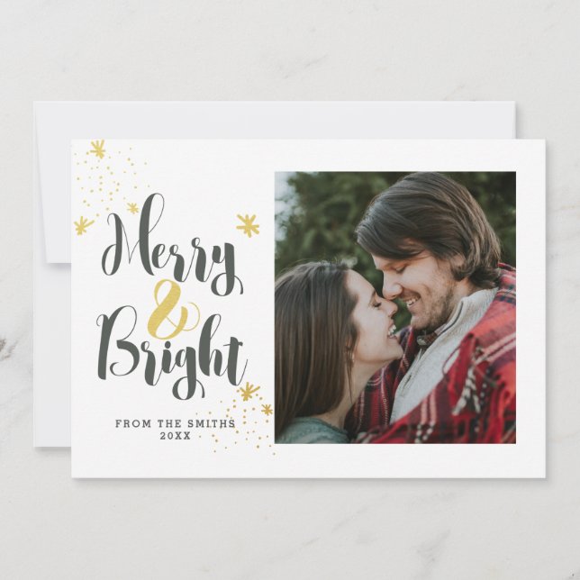 De Festividades Feliz e Cartão com fotos Dourado moderno brilhante (Frente)