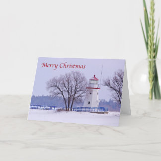 De Festividades Feliz Natal Cartão Saudação Cheboygan Lighthouse