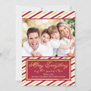 De Festividades Feliz tudo Cartão com fotos vermelho e Dourado St