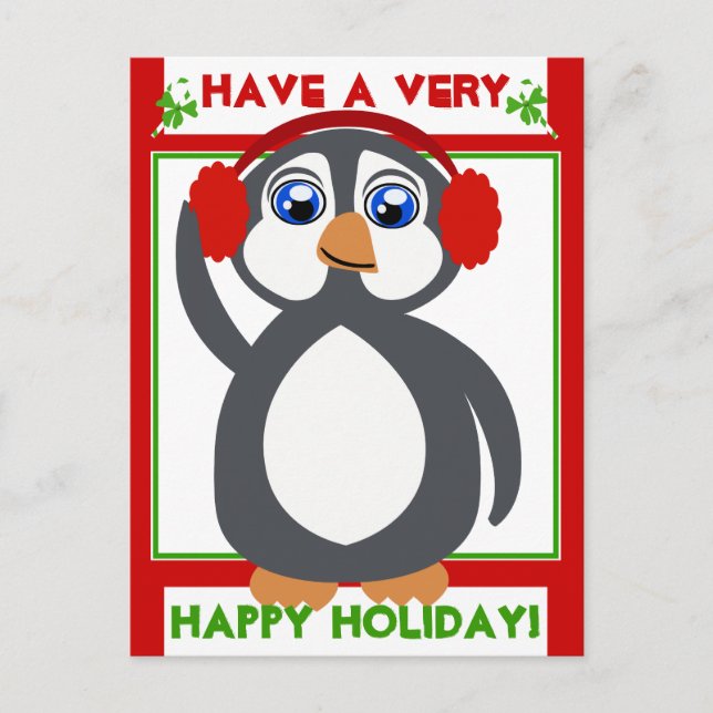 De Festividades Feriado dos Pinguins! Cartão Postal (Frente)