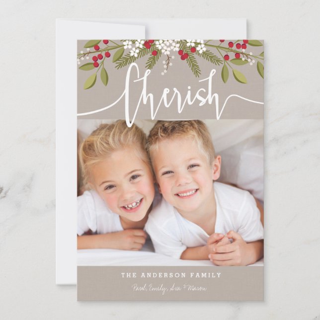 De Festividades Feriado Natal Cherish 2 Cartão com fotos (Frente)