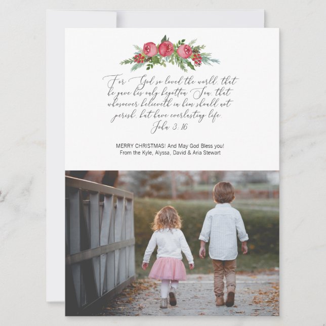 De Festividades Foto do Cartão Cristão Religioso John 3:16 (Frente)