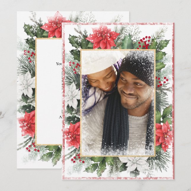 De Festividades Foto Natal Xmas Férias Neve Cartão (Frente/Verso)