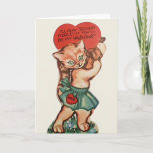 De Festividades Gato do vintage que joga o cartão do dia dos