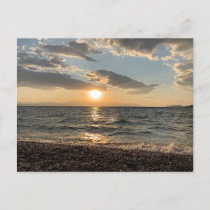 De Festividades Grécia, pôr do sol, vista marítima, cartão postal