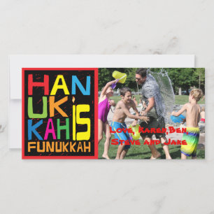 De Festividades Hanukkah Cartão com fotos/2 lado Hanukkah é Funu