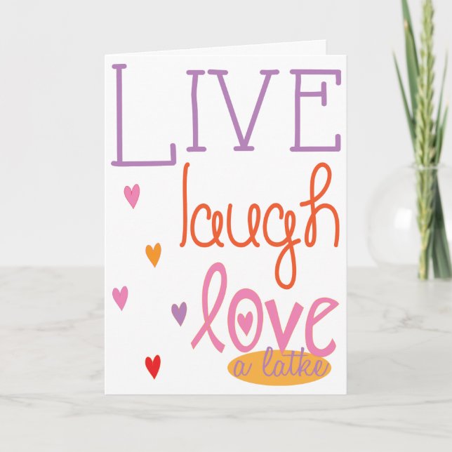 De Festividades Hanukkah "Live Laugh Love a latke" Cartão com Enve (Frente)