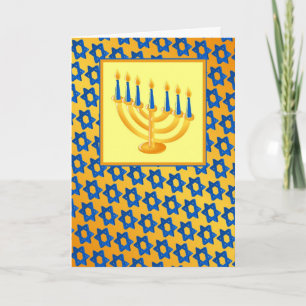 De Festividades Hanukkah Menorah e Estrela do Cartão David