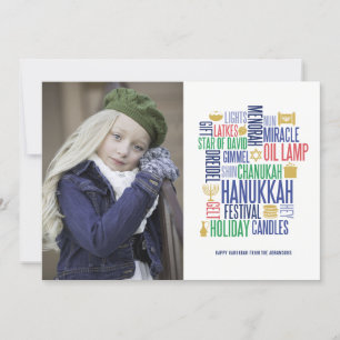 De Festividades Hanukkah Words Holiday Cartão com fotos