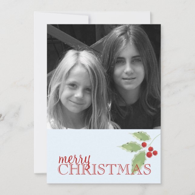 De Festividades Holly Sprig Cartão com fotos Duplo Lado (Frente)