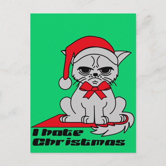 De Festividades J Christmas hate - Cat cartão postal (Frente)
