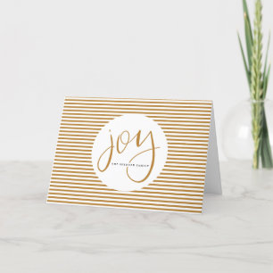 De Festividades Joy com Letra Mão com Cartão Pinstripe Dourado