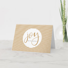 De Festividades Joy com Letra Mão com Cartão Pinstripe Dourado
