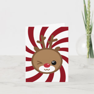 De Festividades Kawaii Reindeer - Cartão Saudável