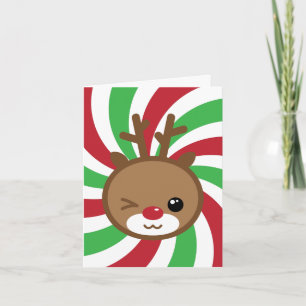 De Festividades Kawaii Reindeer - Cartão Saudável