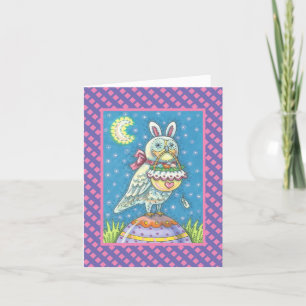 De Festividades MAGIC OWL & PÁSCOA BASKET GREETING CARTÃO Verso