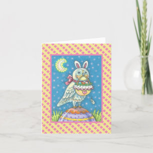De Festividades MAGIC OWL & PÁSCOA BASKET GREETING CARTÃO Verso