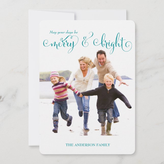 De Festividades Na Venda! Feliz e Cartão com fotos azul brilhante  (Frente)