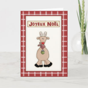 De Festividades Natal francês Rudolf o cartão vermelho da rena d