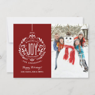 DE FESTIVIDADES NATAL HOLIDAY JOY CHALK ART CARTÃO COM FOTOS RED