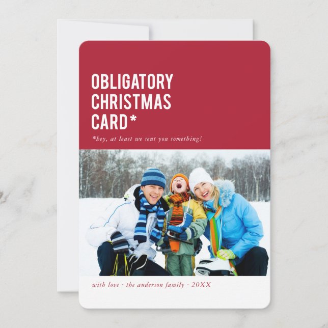 De Festividades Natal obrigatório... Cartão com fotos Feriado Engr (Frente)