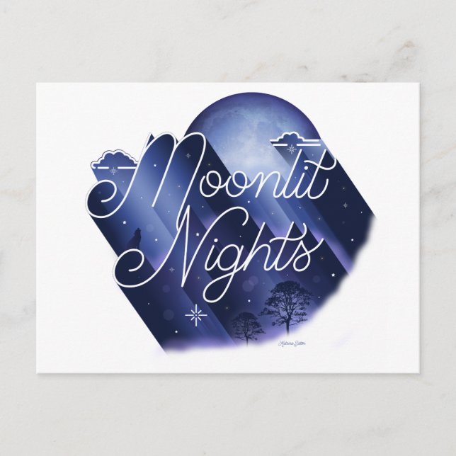 De Festividades Noites iluminadas pela lua / Cartão postal (Frente)