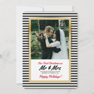 De Festividades Nosso primeiro Natal como Sr. e Sra. Cartão com fo