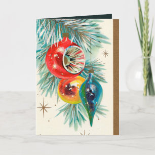 De Festividades O bulbo retro do natal vintage adiciona o cartão