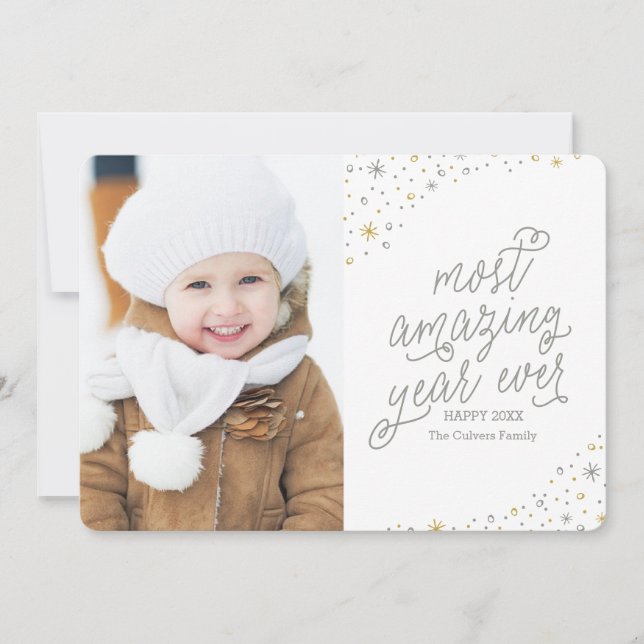 De Festividades O Cartão com fotos do Ano Novo Mais Incrível (Frente)