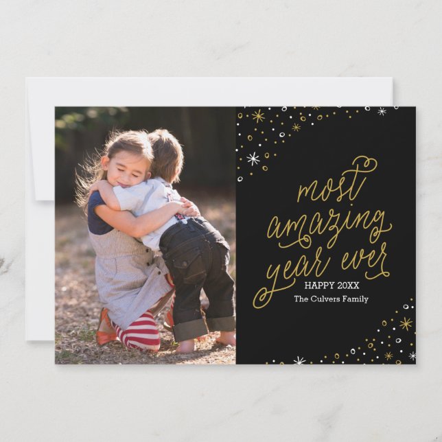 De Festividades O Cartão com fotos do Ano Novo Mais Incrível (Frente)