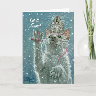 De Festividades O cartão do gato e do rato, deixou-o nevar!