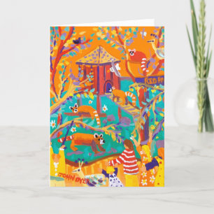 De Festividades Pandas vermelhas do cartão da arte do tintureiro