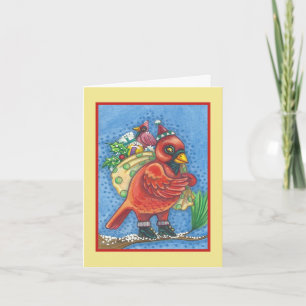 DE FESTIVIDADES PAPAI NOEL VERMELHO DO PÁSSARO, CARTÃO CARDINAL