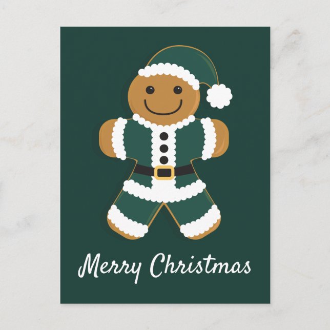 De Festividades Papais noeis Gingercake Man Green | Cartão postal (Frente)