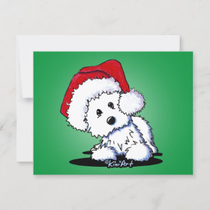 De Festividades Papais noeis KiniArt Westie Cachorro Cartão Plano