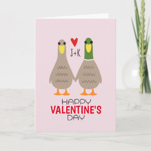 De Festividades Patos do Amor com Iniciais Personalizadas Cartão d