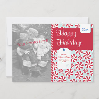 De Festividades Peppermint Candy Red e Blue Holiday Cartão com fot
