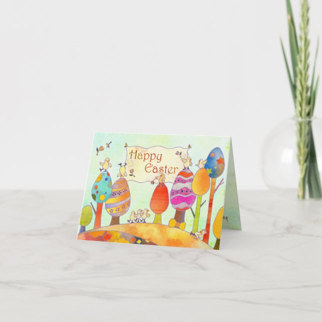 De Festividades Pequenos Pintinhos no Cartão Terrestre Páscoa (Frente)