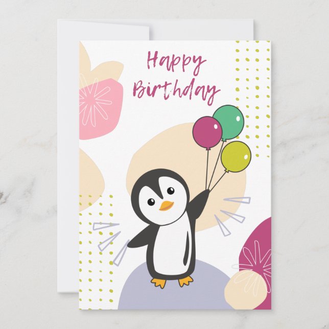 De Festividades Pinguim Deseja Feliz Aniversário Para Você Cartão  (Frente)