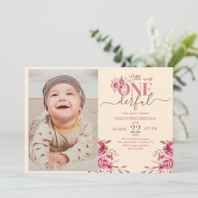 DE FESTIVIDADES PRIMEIRO ANIVERSARIO PEQUENO CARTÃO ONDERFUL (Em pé/Frente)