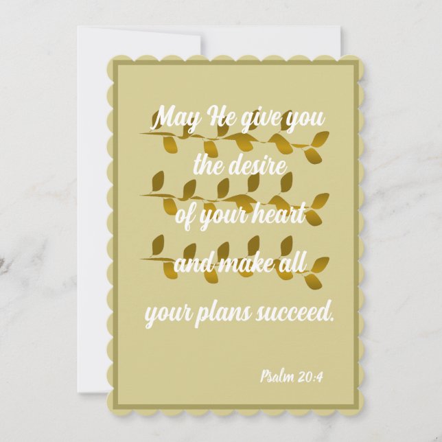 De Festividades Que Ele lhe dê o desejo do seu cartão Salm 20:4 (Frente)