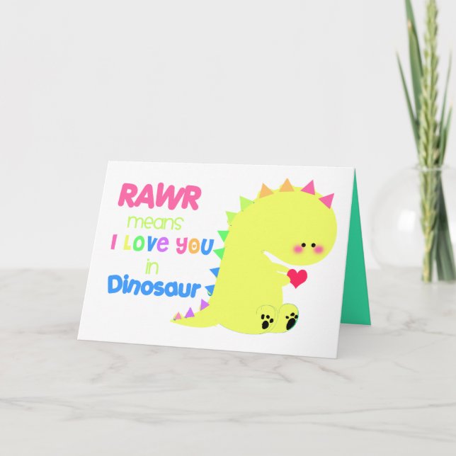 De Festividades RAWR quer dizer que te amo no cartão do dinossauro (Frente)