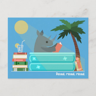 De Festividades Rinoceronte Leitor no Cartão Postal da Piscina