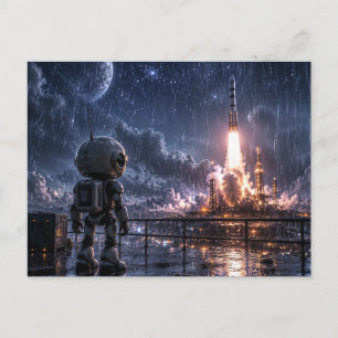 De Festividades Robô na Missão Espacial da Chuva no Cartão Postal