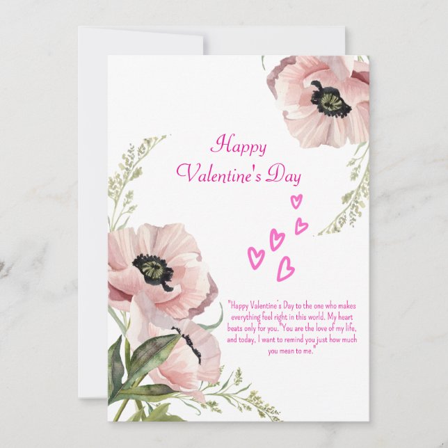 De Festividades Rosa Branco Verde Elegante Cartão do Dia dos Namor (Frente)